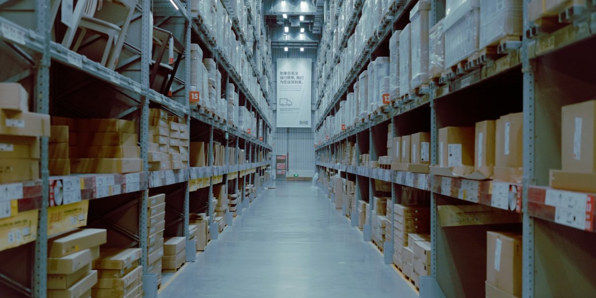 a large warehouse filled with lots of shelves